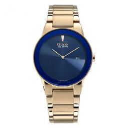 Eco-Drive Blue Dial Rose Gold-tone Mens Watch