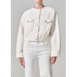 Renata Collarless Deconstructed Jacket - White