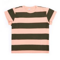 Classic Tee - Army/Coral Rugby Stripe