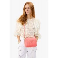 Midi Sac Channel Quilted Leather - Bright Coral