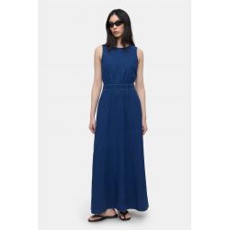 Linen Mix Maxi Dress - Dark Blue