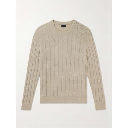 Ribbed Cotton-Blend Boucle Sweater