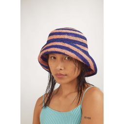 Opia Hat in Pink/Blue Stripe Toquilla Straw
