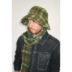 Scarved Bucket Hat - Moss Plaid