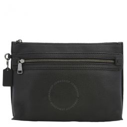 Mens Black Pebbled Leather Academy Pouch