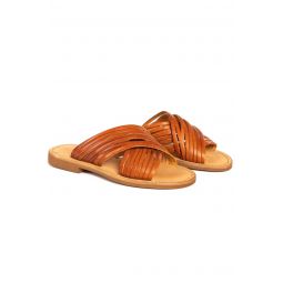 Mantua Crisscross Leather Sandals - Brown