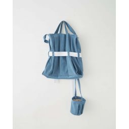 Belted Pleat Tote - Blue