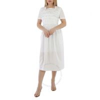 Girl White Ruffled Cotton-poplin Dress, Size Large