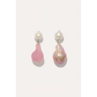 Nebula Pearl and Pink Bio Resin Vermeil Earrings - Gold