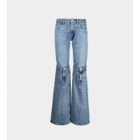 Open Knee Jeans - Washed Blue