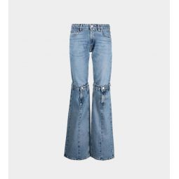 Open Knee Jeans - Washed Blue