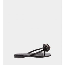 Zip Flower Slanted FlipFlop - Black