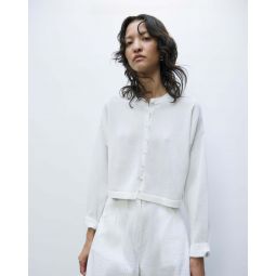 Cotton Cropped Cardigan - White