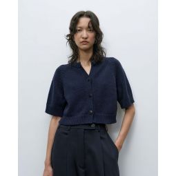 Cotton Buttoned Top - Navy
