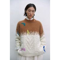 MOHAIR EMBROIDERED SWEATER - Brown