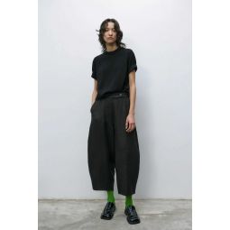 Linen Curved Pant - Black