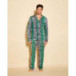 Bella Printed Mens classic long sleeve top & pant pajama set