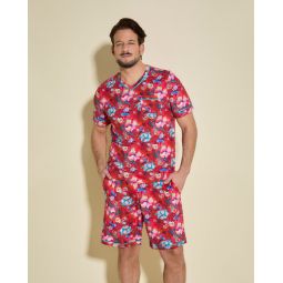 Bella Printed Mens short sleeve top & shorts pajama set