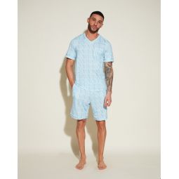 Bella Printed Mens short sleeve top & shorts pajama set
