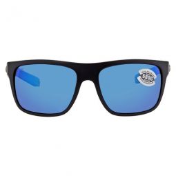 Broadbill Blue Mirror Polarized Glass Rectangular Mens Sunglasses