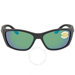 Fisch Green Mirror Polarized Polycarbonate Rectangular Unisex Sunglasses