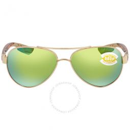 LORETO Green Mirror Polarized Polycarbonate Pilot Ladies Sunglasses LR 64 OGMP 56