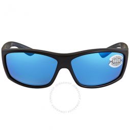 SALTBREAK Blue Mirror Polarized Glass Mens Sunglasses BK 11 OBMGLP 65