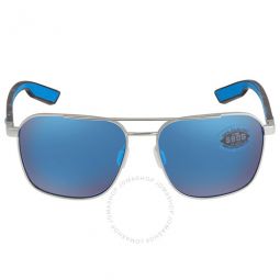 WADER Blue Mirror Polarized Glass Unisex Sunglasses WDR 293 OBMGLP 58