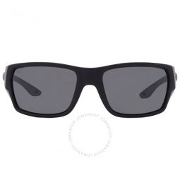 TAILFIN Grey Polarized Glass Rectangular Mens Sunglasses