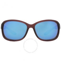 SEADRIFT Blue Mirror Polarized Glass Rectangular Ladies Sunglasses