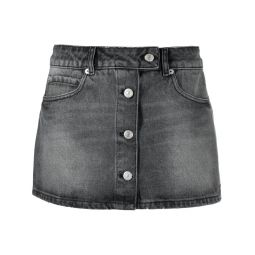 Trucker Black Denim Mini Skirt