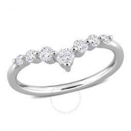 3/8 CT TGW Lab Created Diamond Chevron Ring in Platinum Plated Sterling Silver