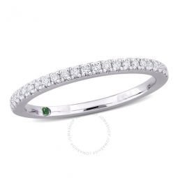 1/5ct TDW Lab-Created Diamond and Tsavorite Accent Semi-Eternity Ring in 14k White Gold