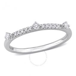 1/7 CT TGW Lab Created Diamond Semi-Eternity Ring in Platinum Plated Sterling Silver
