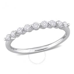 1/3 CT TGW Lab Created Diamond Semi-Eternity Ring in Platinum Plated Sterling Silver