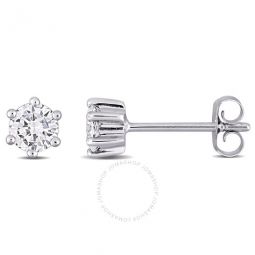 1/2 CT TW Lab Created Diamond Hexagon Stud Earrings in 14k White Gold