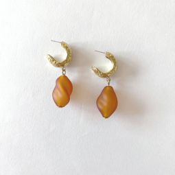 alma earrings amber matte glass - Brass/Silver