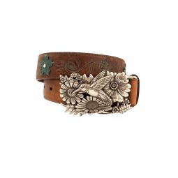 Paige Cowhide & Python Leather Belt - Brown