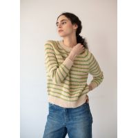 Phoebe Stripe Cotton Sweater - Natural/Lime