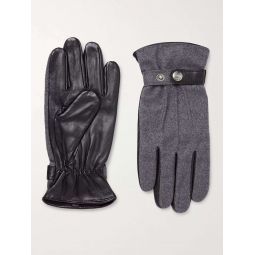 Guildford Melange Flannel and Leather Gloves