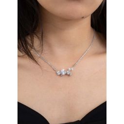 Silver And Rhinestone Fireworks Necklace - Silver