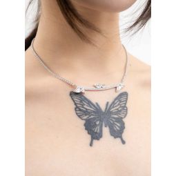 Rhinestone Small WingS Necklace - Silver