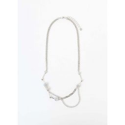Silver Stars Line Necklace - BRASS