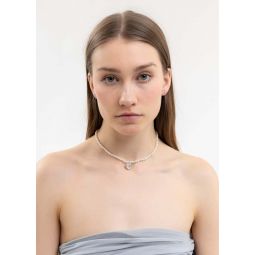 Pearl And White Heart Necklace - 925 Silver