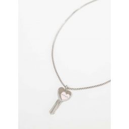 Heart Key Necklace - Silver/Pink