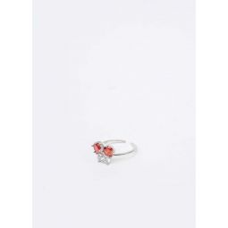 Rhinestone Cherries Ring - Red/Silver
