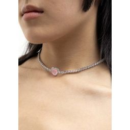 Heart Necklace - Rhinestone/Light Pink