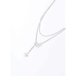 Two Hearts Necklace Set - Silver