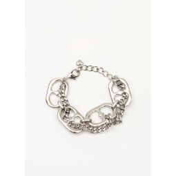 Chains And Two Way Hearts Bracelets - Silver