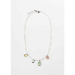Pearl and Multi Tulip Necklace - White Gold